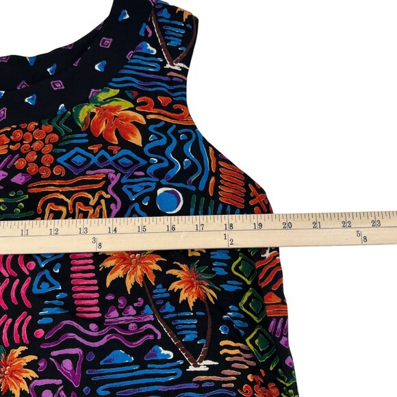 Vintage Units Tropical Print Tank & Matching Wrap Skirt Set Large 100% Rayon - Picture 3 of 13